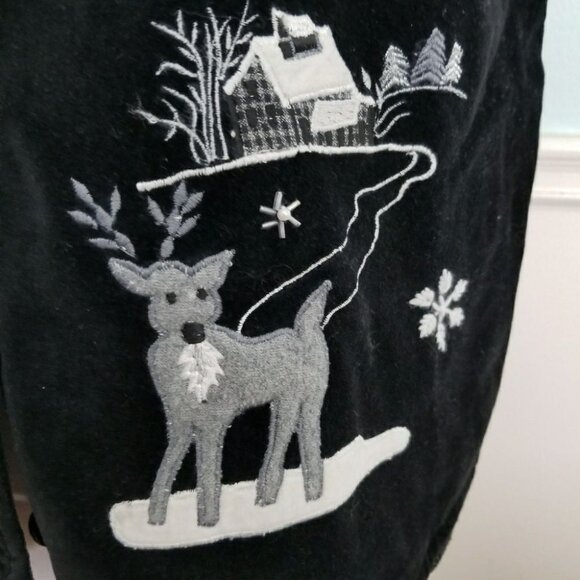 Winter Snowman Deer Scence Black Vest Size Large Holiday‎ - Picture 5 of 8
